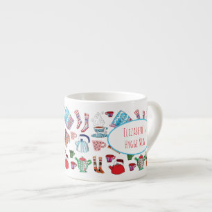 Xícara De Espresso Inverno Personalizado Desenho da Mão Retro
