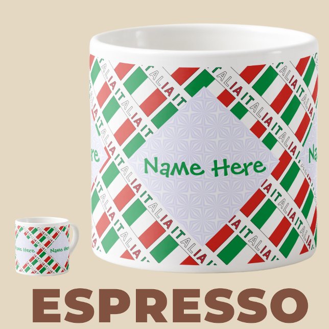 Xícara De Espresso Italia Bandiera Italiana Verde Personalizado (Criador carregado)