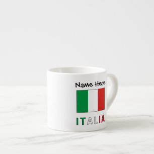 Xícara De Espresso Itália e Bandeira Italiana com o Seu Nome