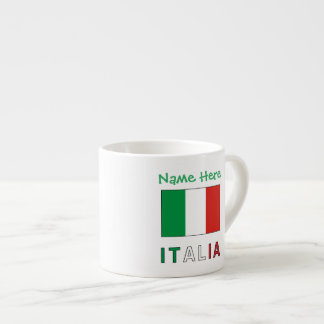 Xícara De Espresso Itália e Bandeira Italiana Personalização Verde