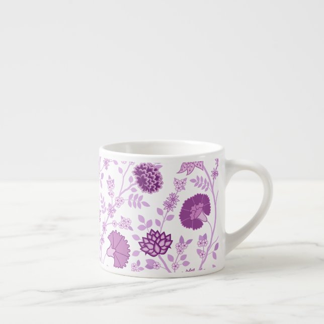 Xícara De Espresso Jacobean Floral Big Pattern Pinks em Branco (Direita)