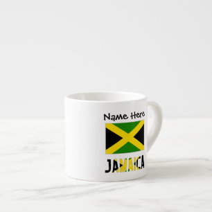 Xícara De Espresso Jamaica e Bandeira Jamaicana com o Seu Nome