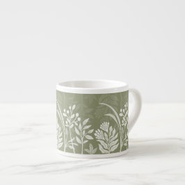 Xícara De Espresso Jardim Botânico Floral Verde Oliva Terroso