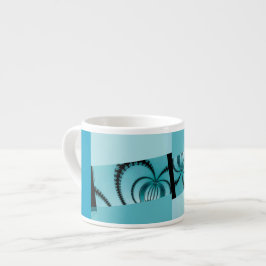 Xícara De Espresso Jardim Fractal azul