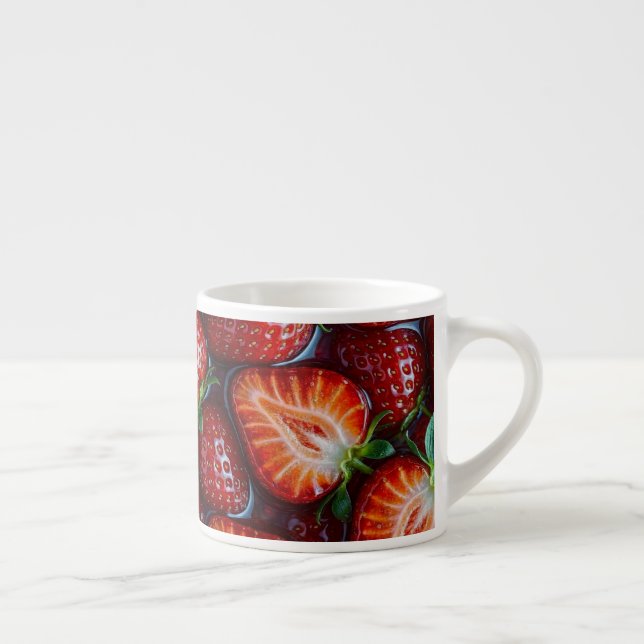 Xícara De Espresso Juicy Fresh Red Strawberries Summer Fruit Pattern (Direita)