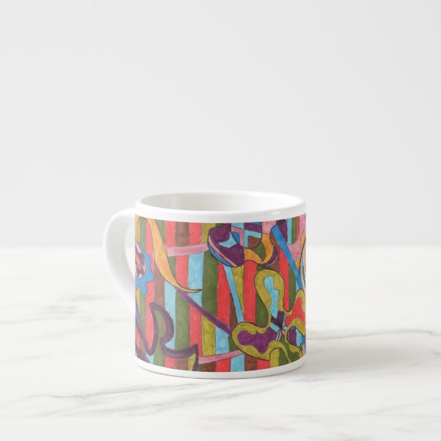 Xícara De Espresso "Jungle Stripes I" Abstrato Art (Frente Esquerda)