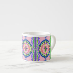 Xícara De Espresso Kaleidoscópio Florido Vibrante: Mandala Rosa e Esm