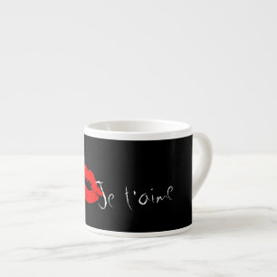 Xícara De Espresso Lábios vermelhos Kiss Je t'aime Café Espresso Mug
