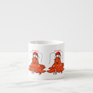 Xícara De Espresso Lagosta feliz e bonita vestindo o desenho animado