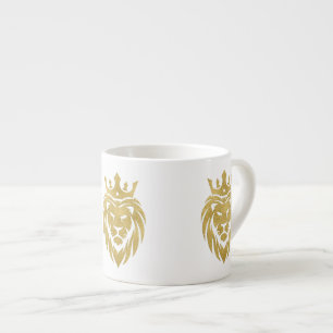 Xícara De Espresso Leão com Coroa - Estilo Dourado 3