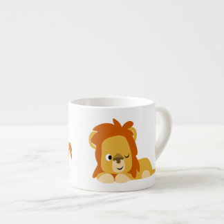 Xícara De Espresso Leão de Cartoon de Cute Awake