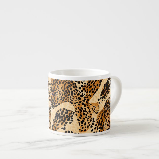 Xícara De Espresso Leopardo - Impressão Espresso Mug (Frente Esquerda)