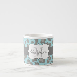 Xícara De Espresso Leopardo Imprime Azul e Cinza Espresso Mug