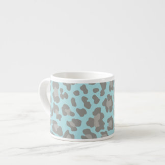 Xícara De Espresso Leopardo Imprime Azul e Cinzas