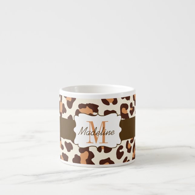 Xícara De Espresso Leopardo Imprime Castanho Tan Cream Espresso Mug (Frente)