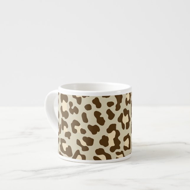Xícara De Espresso Leopardo Imprime Castanho, Tan, Pêssego (Frente Esquerda)