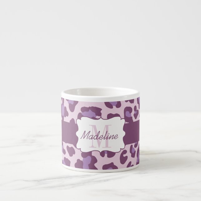 Xícara De Espresso Leopardo Imprime Lavanda Roxa Espresso Mug (Frente)
