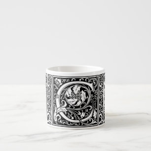 Xícara De Espresso Letra C Monograma Medieval Arte Nova