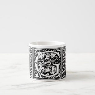 Xícara De Espresso Letra G Monograma Medieval Arte Nova
