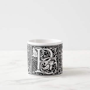 Xícara De Espresso Letra P Monograma Medieval Arte Nova