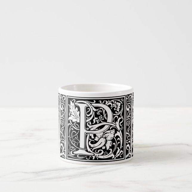 Xícara De Espresso Letra P Monograma Medieval Arte Nova (Frente)