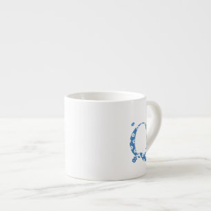Xícara De Espresso Letra Q do padrão da ventoinha (azul)