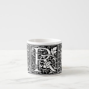 Xícara De Espresso Letra R Monograma Medieval Arte Nova