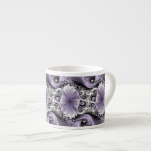 Xícara De Espresso Lilac Illusion Abstrato Floral Fractal Art Fantasy