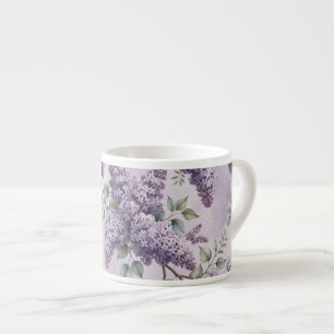 Xícara De Espresso Lilases Flores de Lilás Verde Salvia Lavanda Empoe