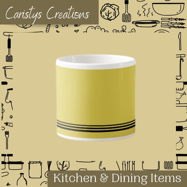 Xícara De Espresso Limão Amarelo Contemporâneo Stripes Espresso Mug (Criador carregado)