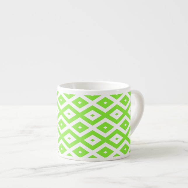 Xícara De Espresso Lime green and white diamond pattern (Frente Esquerda)