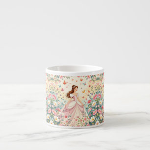 Xícara De Espresso Linda princesa com borboletas