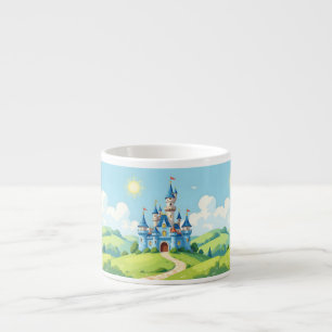 Xícara De Espresso Lindo castelo azul e branco