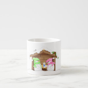 Xícara De Espresso Lindo Presépio de Neve de Natal