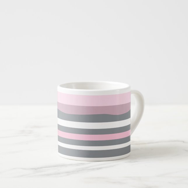 Xícara De Espresso Linhas brancas de Cinzas cor-de-rosa abstrato (Frente Esquerda)