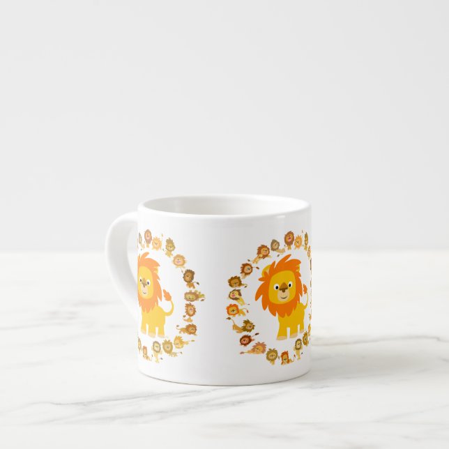 Xícara De Espresso Lion Mandala Espresso Mug, Um Cartoon Bonito (Frente Esquerda)