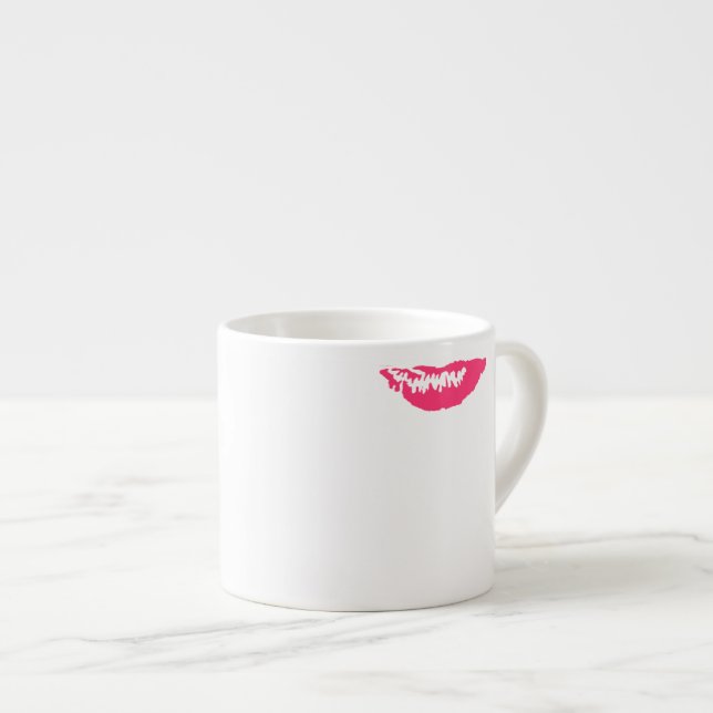 Xícara De Espresso Lip Stain Coffee Mug Lucky Pink (Frente Esquerda)