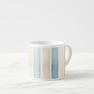 Xícara De Espresso Listras de Creme Azul da Praia