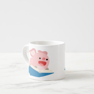 Xícara De Espresso Livro voador e Cartoon Pig Espresso Mug