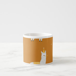 Xícara De Espresso Llama, fundo laranja: padrão de aniversário.