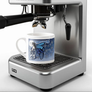 Xícara De Espresso Lua de Inverno Celta Fada Azul Flocos de Neve Fant