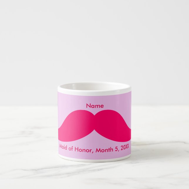 Xícara De Espresso Madrinha de casamento Pink Mustache Espresso Mug (Frente)