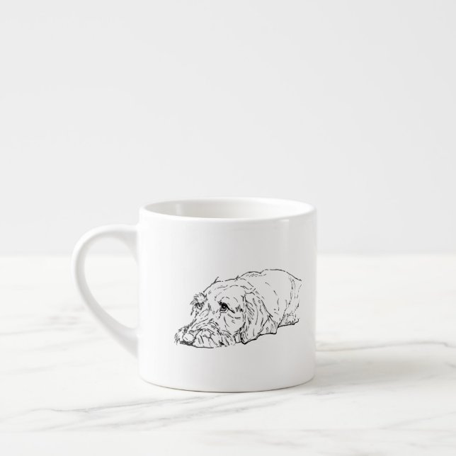 Xícara De Espresso Mãe de Cachorro, Dachshund de Pelo Fio - Fofo (Esquerda)