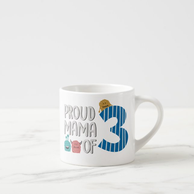 Xícara De Espresso Mãe Orgulhosa de Três Lattes Mug (Direita)