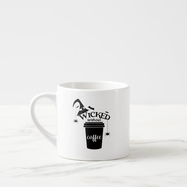 Xícara De Espresso Maligna Sem Café Fofa e Divertida Bruxa Preta Chap (Esquerda)