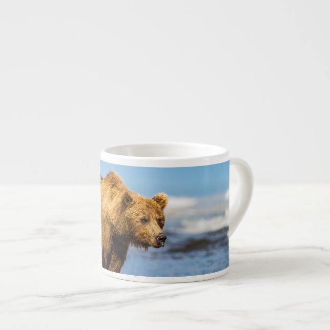 Xícara De Espresso Mamãe urso observando seus dois filhos (Frente Esquerda)