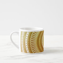 Xícara De Espresso Mandala de Ouro e Brilho