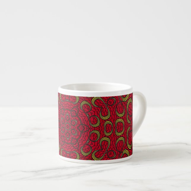 Xícara De Espresso Mandala Geométrico Rosette Retro Hippie Mug (Frente Esquerda)