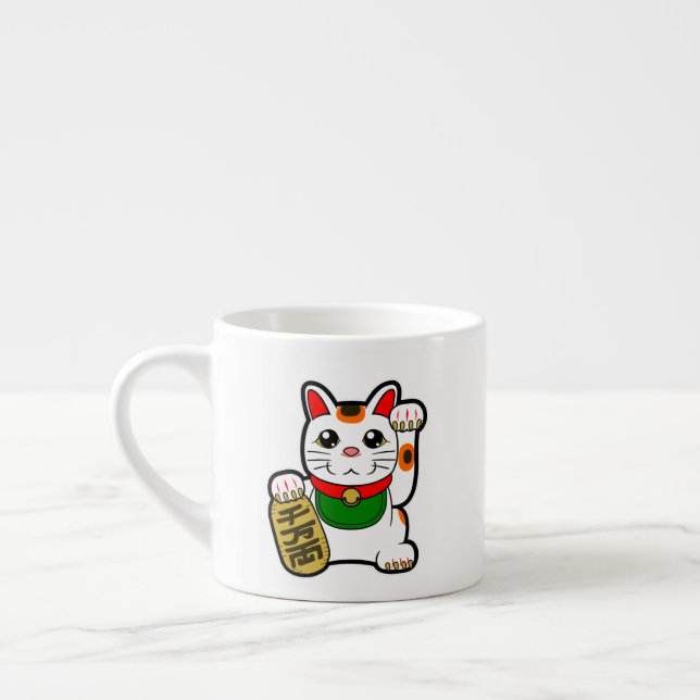 Xícara De Espresso Maneki Neko: Gato Sortudo Japonês (Esquerda)