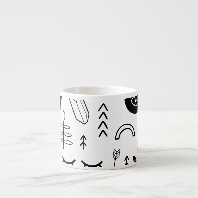 Xícara De Espresso Mãos mágicas, lua, padrão étnico. (Frente)